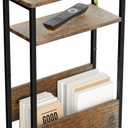 7.1" Narrow Side Table for Small Spaces, 3 Tier Small End Table with Magazine Holder, Slim/Skinny Nightstand/Bedside Table for Living Room, Bedroom, 15.4" L x 24.2" H (Rustic Brown)