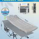 WLIVE 1200D Double Layer Oxford Camping Cots with Mattress for Adults, Foldable Cot for Sleeping, Outdoor Camping Bed with Carry Bag for Resting, Camping, Greige