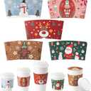 FMP Brands 50 Pack Christmas Paper Coffee Cup Sleeves, Disposable Holiday Coffee Sleeves fit 12oz, 16oz, 20oz, 24oz Disposable Coffee Cups, Hand Protection for Hot and Cold Drinks