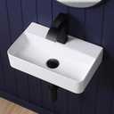 Wall Mount Bathroom Vessel Sink 17"x11" Rectangular Floating White Porcelain Ceramic Wall Hung Vanity Basin Sink for Home,RV,Bathroom, 17.7"x11.2"x4.2"