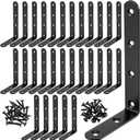Black L Bracket, ZEONHAK, 30 Pack 5 x 3 Inch Heavy Duty Corner Brace Bracket, Shelf Bracket for Wood Chair Bookshelf Cabinets Furniture, with Screws