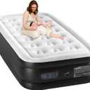 Sweetcrispy Twin Air Mattress - 18" Inflatable Blow Up Airbed with Built-in High Capacity Pump, Double Height, Non-Slip Bottom Design, Weight Capacity 660 lbs Air Bed for Home or Camping