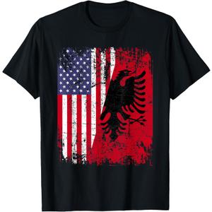 ALBANIAN ROOTS | Red Eagle | ALBANIA American Flag T-Shirt