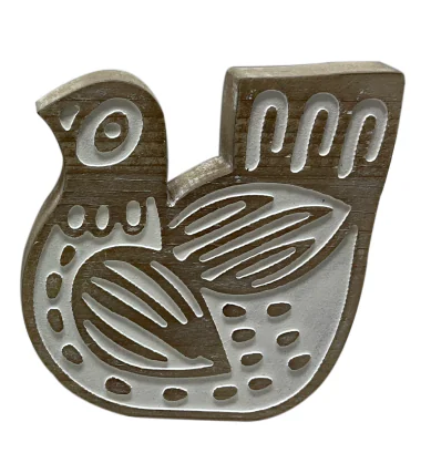 6IN BIRDS WOOD/WHT