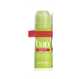 Ban Invisible Roll-on Antiperspirant Deodorant for Women and Men, 24-hour Underarm Odor & Sweat Protection, Regular Scent, 3.5 Oz, Pack of 1