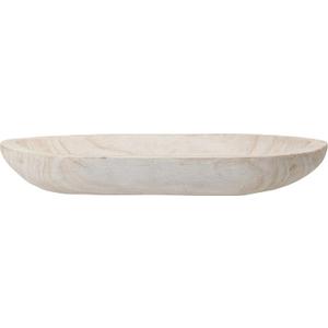 Bloomingville Hand-Carved Paulownia Wood Bowl with Whitewashed Finish