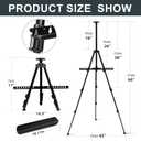 AROIC 17-66 Inch Art Easel Stand, Sturdy Aluminum Tripod for Table Top & Floor Painting - Portable Adjustable Display Easel for Canvases with 1 Storage Bag | Studio, Hobby & Professional Artist Easels