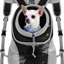 WOYYHO Pet Dog Carrier Backpack Small Dog Front Backpack Ventilated Dog Carrier Back Pack with Storage Pockets, Adjustable Straps & Safety Belt for Travel Hiking Outdoor (Size L: 10-14 lbs, Gray) (Grey)