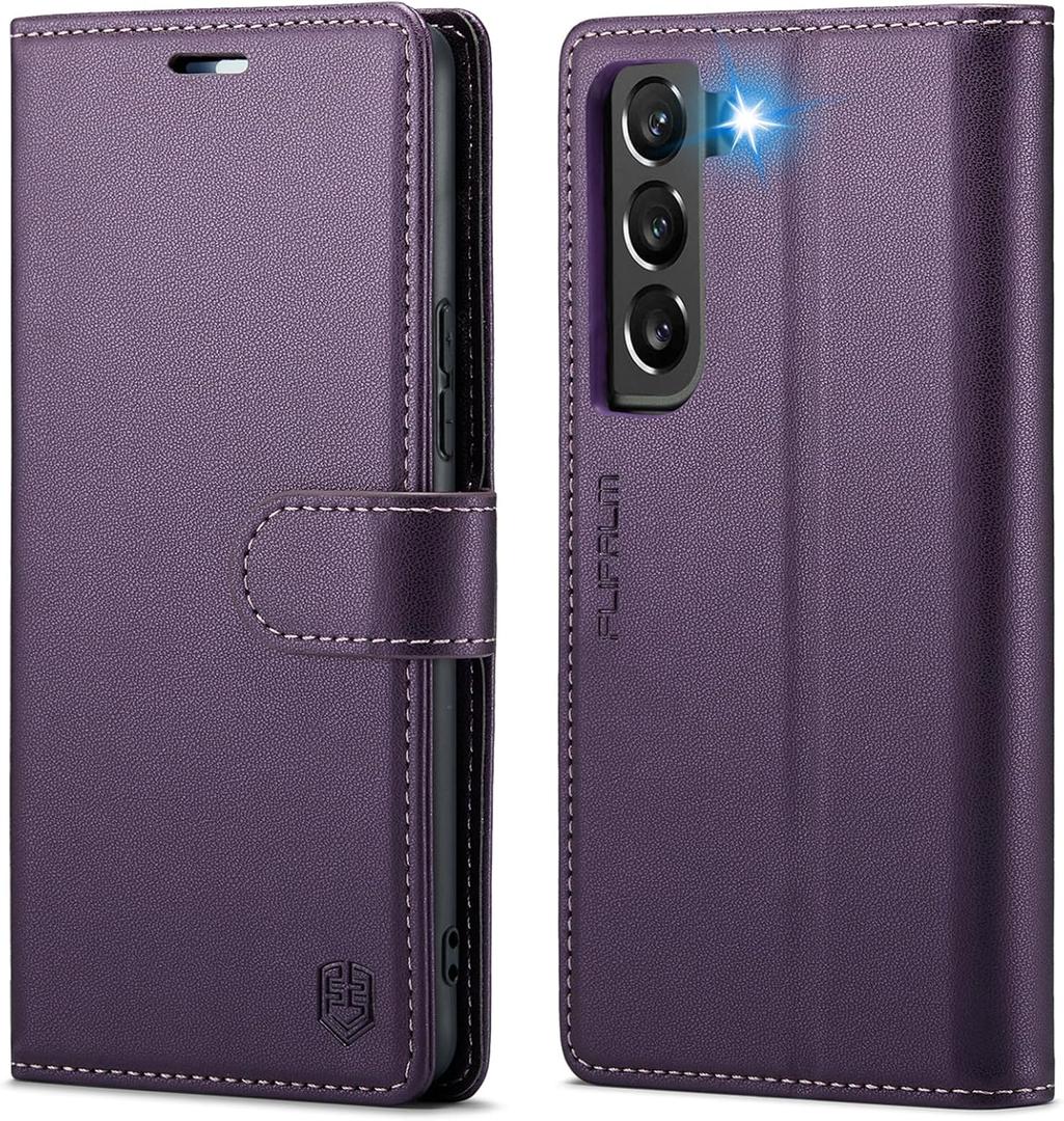 Wallet Case for Samsung Galaxy S22 Plus, RFID Blocking Credit Card Holder, PU Leather Folio Flip Kickstand Protective Shockproof Cover for Galaxy S22 Plus (Purple)
