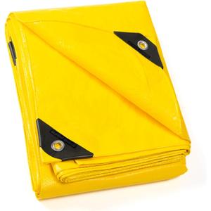 GUARD SHIELD Yellow Tarp 16x20 Feet Tarps High Visibility Outdoor Poly Cover Lightweight 6mil