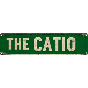 The Catio Metal Sign 4x16in Funny Cat Patio Plaque for Garden House Indoor Wall Nursery Home Decor Gift