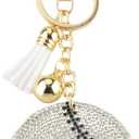 2 x Bling Keychain for Women, Soccer Baseball Basketball Football Volleyball Rhinestone Keychain bag charm, Sparkly Crystal Gift