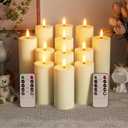 Outdoor Candles with Timer Waterproof: Set of 12 2.2''4'' 5'' 6'' 7'' Flameless LED Pillar Candles with Remote Battery Candles Flicking Ivory for Fireplace Christmas Patio Wedding Centerpieces