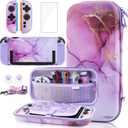GLDRAM Carrying Case for Nintendo Switch 2, Purple Marble Texture Accessories kit with Portable Travle Storage Bag, Hardshell PC Protective Cover Skin, Screen Protector, Shoulder Strap & 2 Thumb Grips
