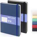 Hardcover Lined Journal Notebook 2 Pack, A5 Notebook College Ruled Writing Journals 208 Pages, Large Lined Notebooks for Women Men School College Office Journaling (Black Blue)