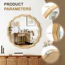 AMOISE Scalloped Round Mirror 24", Boho Wavy Wooden Frame Wall Mirror, Shatterproof Circle Accent Mirror for Bathroom, Bedroom, Entryway and Living Room
