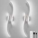 Battery Operated Wall Sconces Set of 2, Rechargeable Dimmable Battery Wall Light with Remote Control, Brushed Nickel LED Wireless Wall Light for Living Room Bedroom Hallway31.5inch (Brushed Nickel)