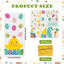 3 x RICEDUO Easter Cellophane Treat Bags, 100 Pieces Clear Cello Gift Bag with Twist Ties, Easter Candy Goodies Bags for Kids Spring Party Favors Supplies