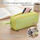 2 x Pencil Case Pouch, Soft Quilted Pen Bag with Zipper, Small Pencil Organizer, Cute Aesthetic School Supplies for Teen Girls Adults, 9.06" × 3.94" × 2.56"