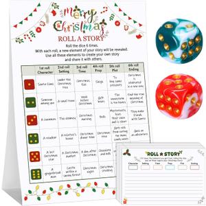 Colarr Christmas Games for Family Party Roll a Story Christmas Dice Game 20 Players with 2 Dice Xmas White Elephant Game for Classroom Activity Holiday Large Groups Families