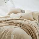 WRENSONGE King Size Comforter Sets, 7 Pieces Beige Soft Bed in a Bag King with Fitted Sheet, Flat Sheet, 2 Pillow Shams, and 2 Pillowcases- Warm Bedding Set for All Season