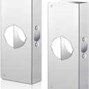 Dunzy 2 Pack 1-3/8 Inch x 9 Inch Door Reinforcement Plate 2-1/8" Thick Stainless Steel Lock and Door Reinforcer Security to Repair Home Wood Metal Knob/Lock/Latch/Deadbolt, Silver