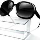 miyya Bug Eye Oversized Polarized Sunglasses Womens, Trendy Retro Sun Glasses for Women 2025, Oversized UV Protection Shades (Black/Black)