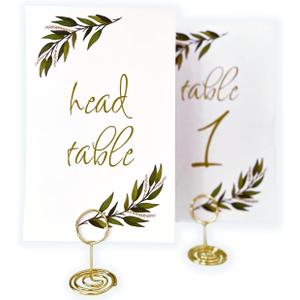 Wedding Table Numbers 1-30 plus Head Table and Gift Table, 4x6 Double-Sided Table Numbers, Table Numbers for Wedding Reception with Table Number Holders, Gold Stamped Table Numbers