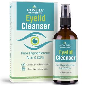 NOVEHA Eyelid Cleanser | Stye Eye Treatment | Eye Lid Cleaning | Dry Eye Relief | Fast Acting Soothing Eyelid Cleansing Formula | Pure and Gentle Lash Hypochlorous Acid Eyelid Spray (4oz - 1 Pack)