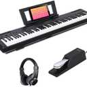 AODSK Weighted Piano 88-Key Beginner Digital Piano,Full Size Weighted keyboard with Hammer Action,with Sustain Pedal,15W Stereo Speakers,MP3 Function,Piano Lessons,Black,S-200