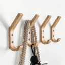 Wooden Coat Hooks Wall Hooks,Natural Oak Wood Hooks Decorative Vintage Wood Wall Hooks Organizer Heavy Duty Wall Mounted Hooks for Hanging Coats, Key, Cap, Cup (4 Pack)