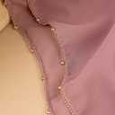 Fashion Chiffon Hijab For Women,Scarf With Gold Bead Chains Decorated Abaya Accessories Muslim Headscarf Shawl (Gray)