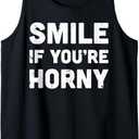 Smile If You're Horny Funny Adult Gag Gift Tank Top, Black, XL