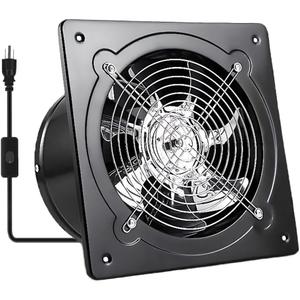 10 inch Exhaust Fan with Switch, 1058 CFM PowerfulThrough Wall Exhaust Fan, Potable Window Exhaust Fans, Small Fume Extractor Ventilation Fan for Attic, Shop, Smoking Room, Garage (Black)