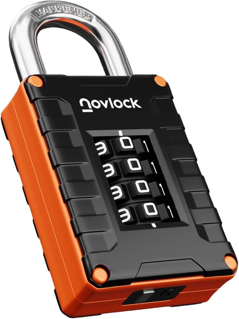 Locker Lock for Gym, School, Home & Work | 4-Digit Combination Padlock | 1-Pack, Black/Orange