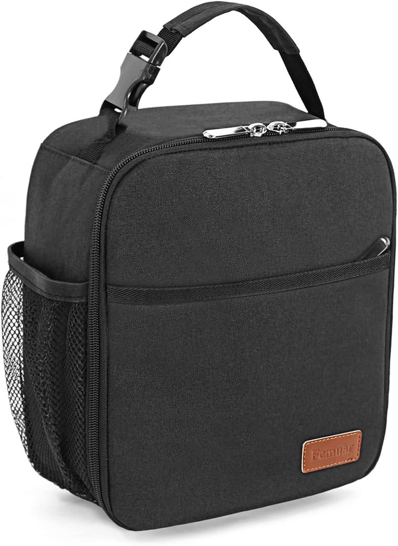 Femuar Lunch Box for Men Women Adults, Small Lunchbox for Work Picnic - Reusable Lunch bag Portable Lunch tote, Black