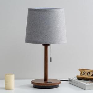 Modern Table Lamp for Bedroom, Desk Lamp with USB Port, Fabric Shade 3 Brightness Levels Nightstand Lamps for Living Room, Bedside, Study Room, Dorm, Office, LED Bulb Included (Flaxen)