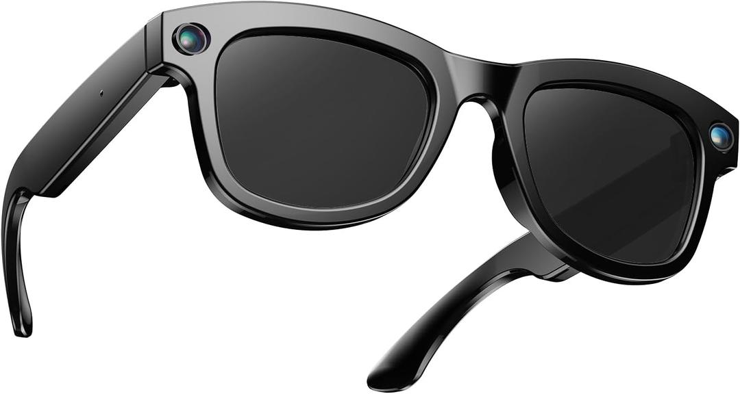 QxzPower 1080P HD AI Smart Camera Glasses, 8MP Camera Bluetooth 5.4 Recording Glasses, Dual Mic ENC Noise Reduction, Blue Light Filtering Lenses, Video Glasses with Men and Women, M01Pro 