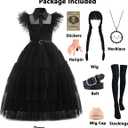 Girls Halloween Costumes Princess Kids Long Black Dress with Wig Accessories Cute Dress Up Birthday Outfits,   110 (3-4 Years)