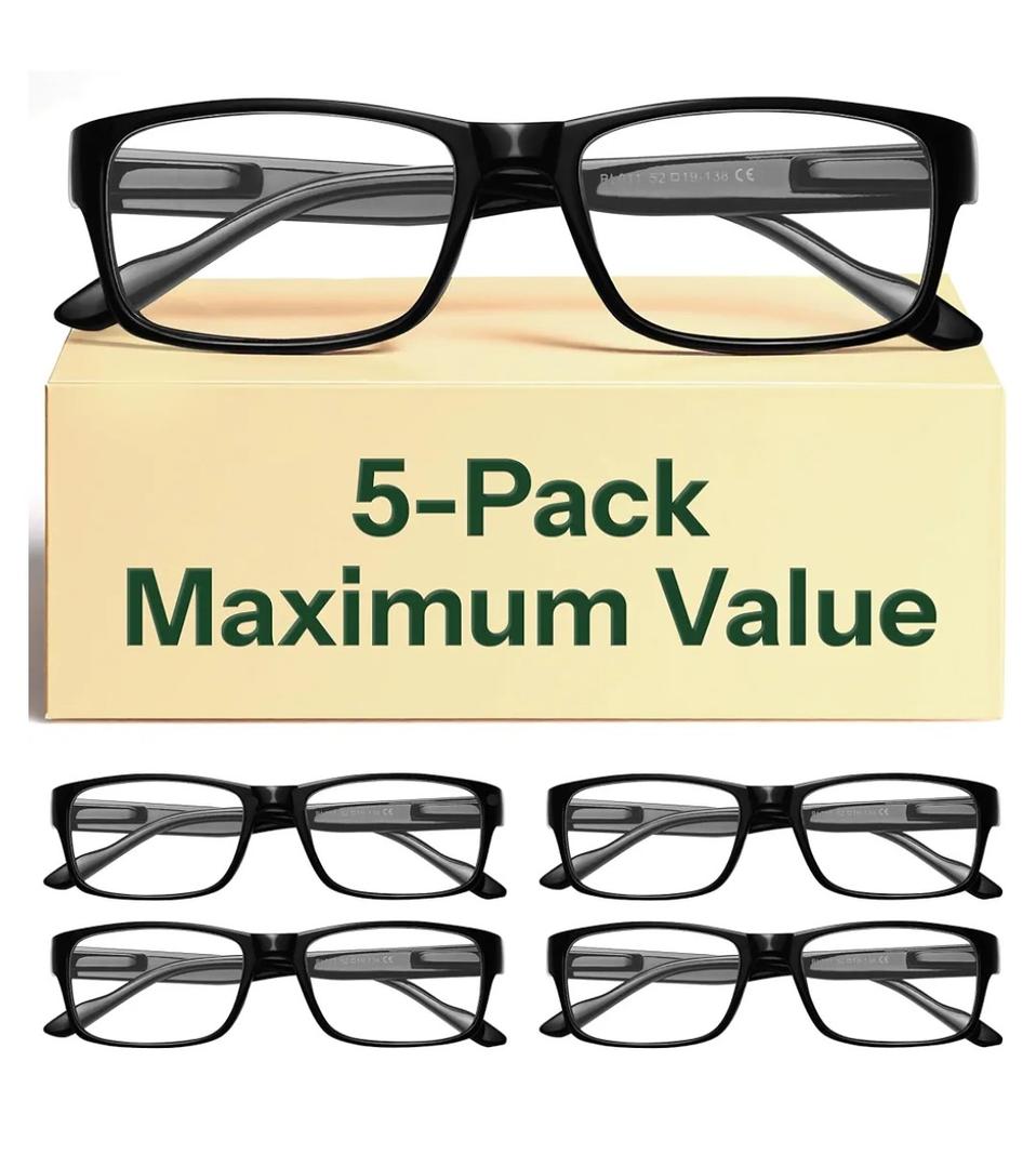 Gaoye 1.25 Professional Reading Glasses for Men for All Day - Computer Readers with Blue Light Protection - Value Pack