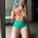 CELER Womens Workout Shorts Seamless Scrunch Butt Gym Shorts High Waisted Yoga Athletic Booty Shorts (Green, XL)