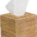 Handwoven Rattan Tissue Box Cover, Square, Natural