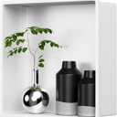 BWE Stainless Steel Shower Niche 12" x 12" No Tile Needed Waterproof Niche for Bathroomr Wall Recessed Shower Shelf for Bathroom Storage, White