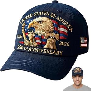 250 Anniversary USA Hat, Adjustable 250 Year American Anniversary Hat