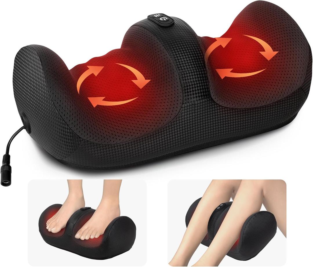 Medcursor Foot Massager with Heat - Foot and Calf Massager with Massage Roller, Deep Massage for Plantar Fasciitis, Pain Relief, Neuropathy, Relax for Home or Office Use (Not Cordless) (FM12)
