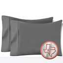TEXAS LINEN CO. 100% Egyptian Cotton Pillow Cases Set of 2, 600 Thread Count Dark Grey Standard/Queen Pillowcase for Sleeping, Soft, Silky Sateen Bed Pillow Cover, Extra Long Staple Pillowcases white