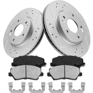 Front Automotive Replacement Brake Kit, Drilled Slotted Rotors Kit Compatible with 2011-2016 Hyundai Elantra, 2012-2017/2019-2021 Hyundai Veloster|Anti-Rust Geomet Coated|280mm(11in)