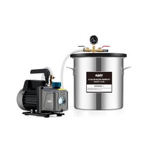 Orion Motor Tech 5 Gal Vacuum Chamber with Pump Kit, 3.5 cfm Vacuum Pump and Chamber Kit with Tempered Glass Lid 5 ft Hose, Vacuum Degassing Chamber Kit for Stabilizing Wood Degassing Silicone Resin