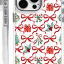 DAIZAG Case for iPhone 15 Pro, [Compatible with MagSafe],Phone Case for Women Girls Magnetic Clear Cover,Christmas Tree Ribbon Bow