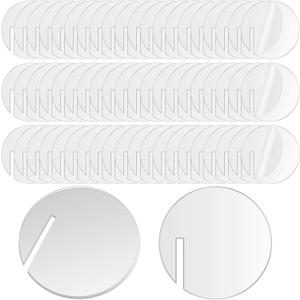 60 Pcs Acrylic Drink Tags Party Drink Tag Circles Hearts Acrylic Markers Wine Glass Disc Blank DIY Label for Rim of Glass Champagne, Clear(Round)